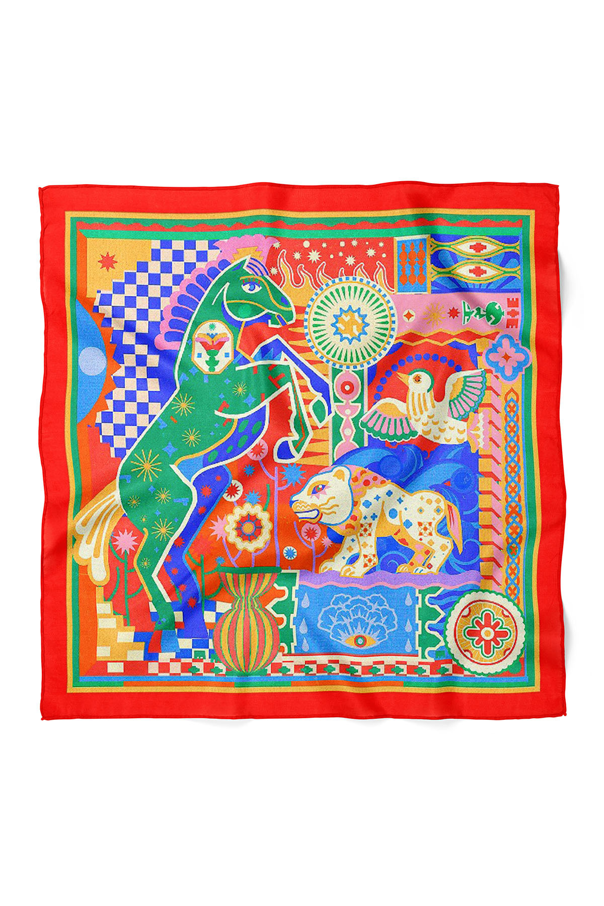 At Desenli Fular Bandana 70x70 cm – Günlük Kombin Fuları