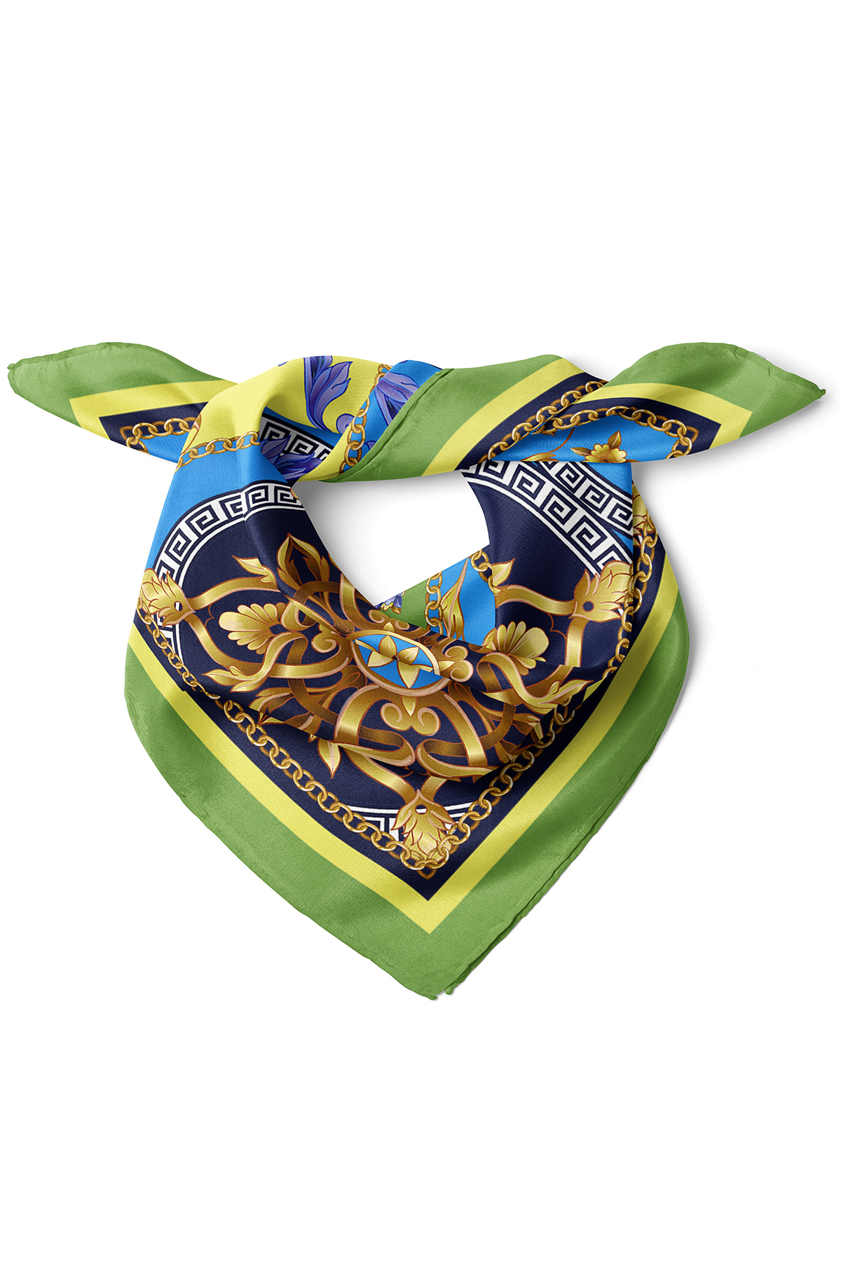 Zincir ve Etro Desenli Fular Bandana 50x50 cm – Şık Kare Fular - Görsel 2