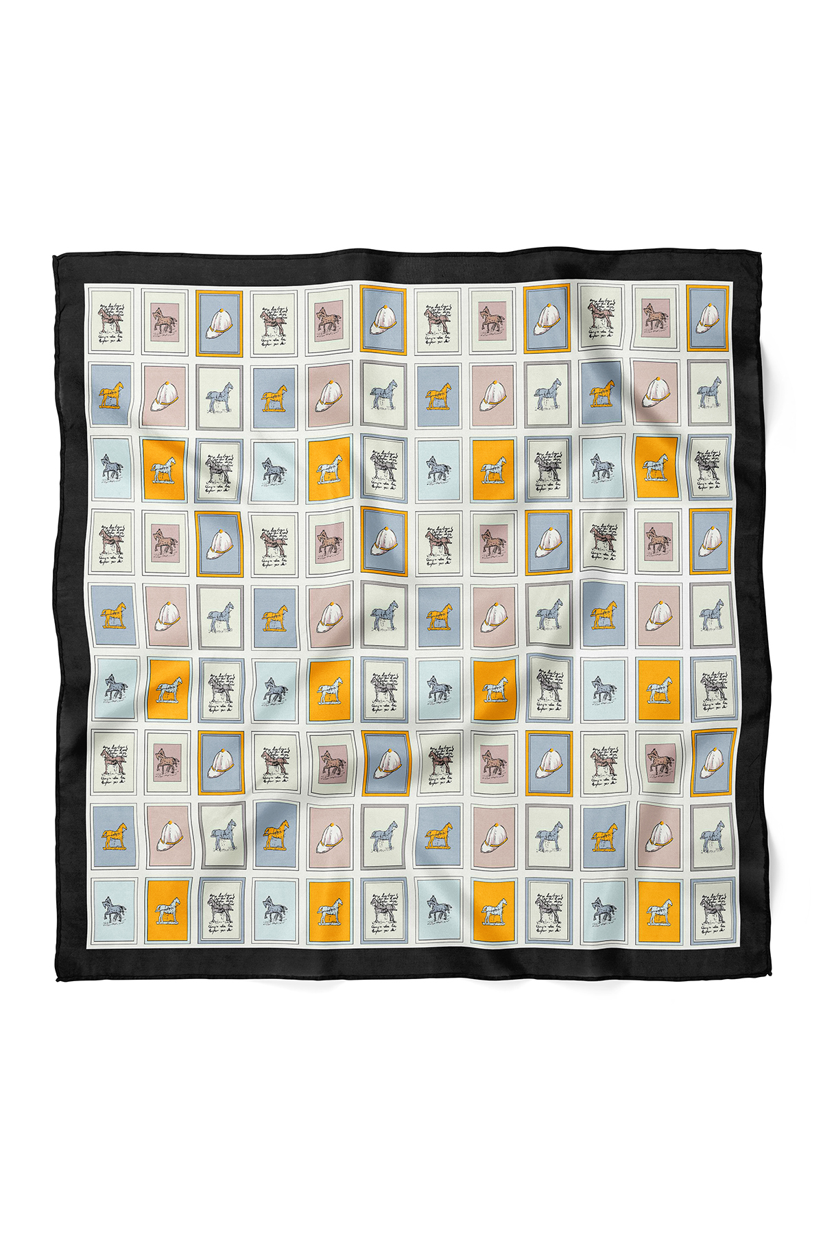 At Figür Kare Desenli Fular Bandana 50x50 cm – Günlük Kombin Fuları