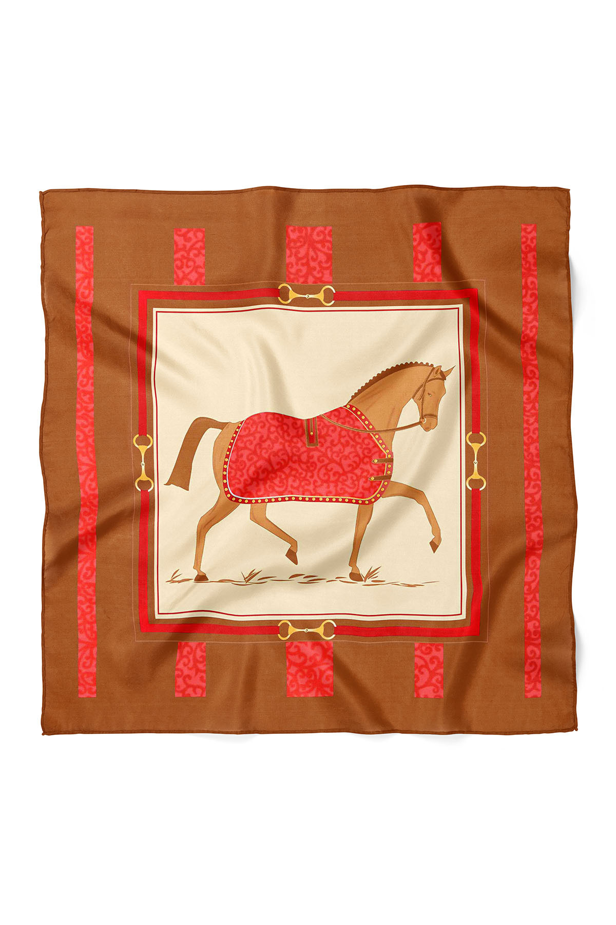 At Desenli Fular Bandana 70x70 cm – Günlük Kombin Fuları - Görsel 2