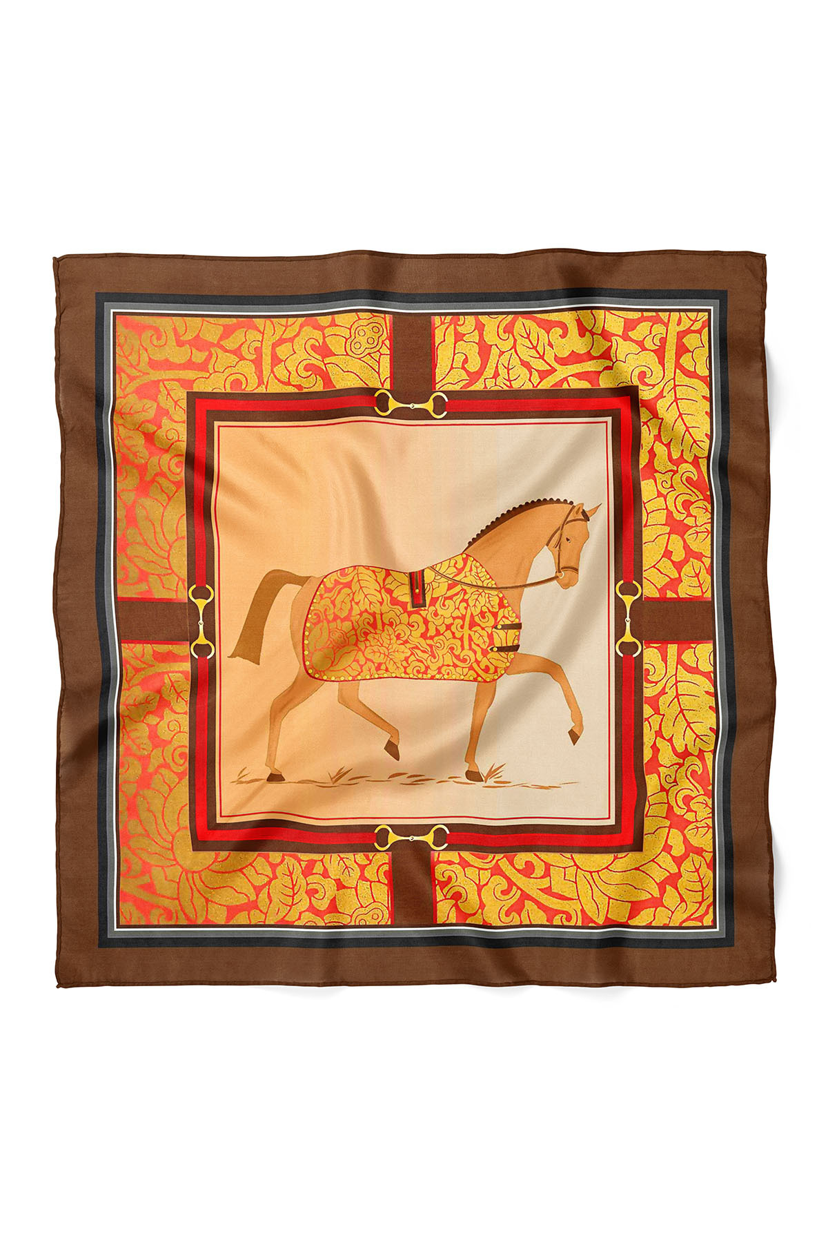 At Desenli Fular Bandana 70x70 cm – Modern Desen Kare Fular