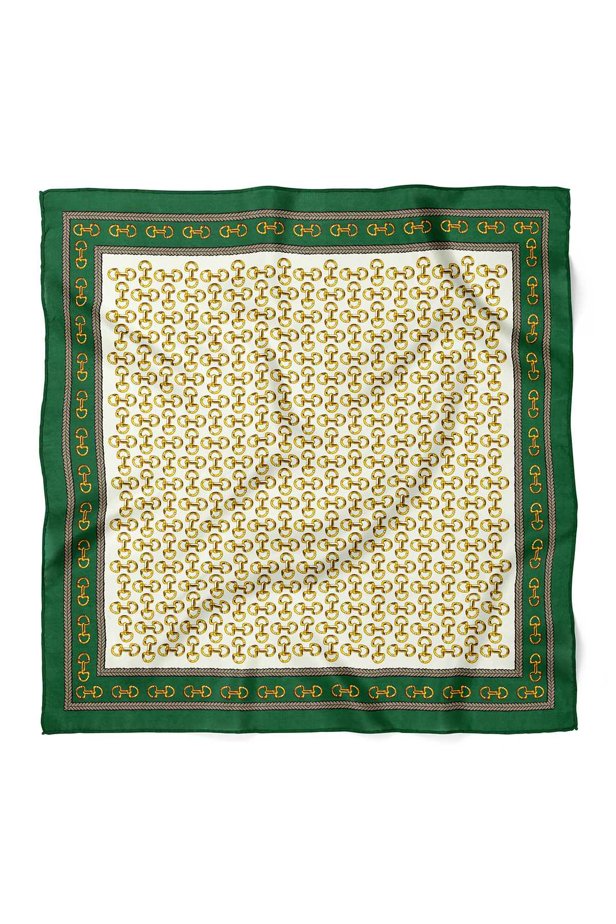 Zincir Desenli Fular Bandana 70x70 cm – Şık Kare Fular - Görsel 2