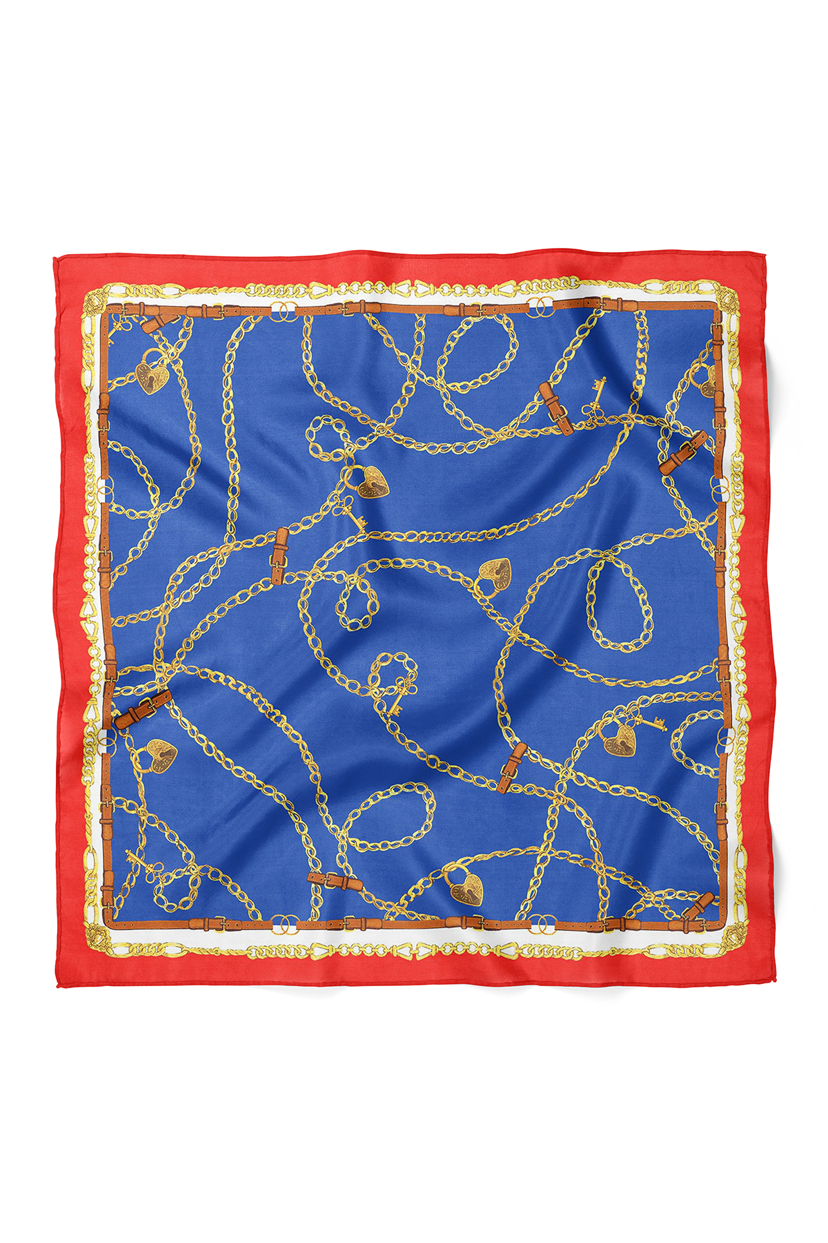Zincir Desenli Fular Bandana 50x50 cm – Günlük Kombin Fuları