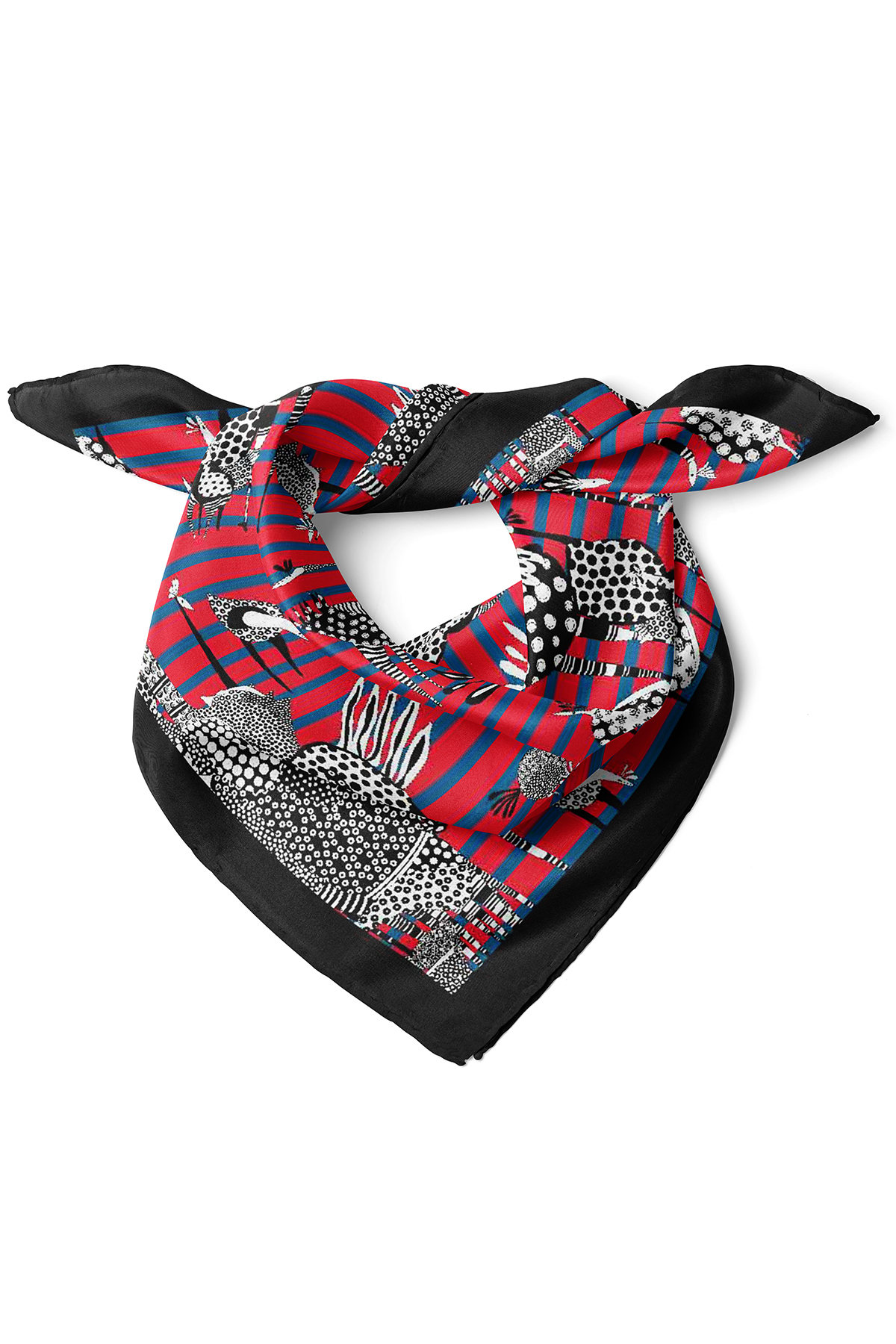 Zürafa ve Deve Kuşu Desenli Fular Bandana 50x50 cm – Yumuşak Dokulu Kare Fular - Görsel 2