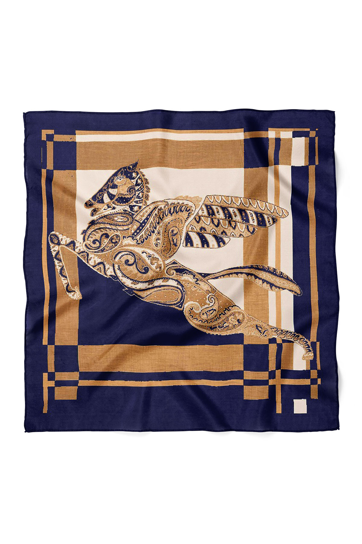 At Desenli Fular Bandana 70x70 cm – Çok Amaçlı Bandana