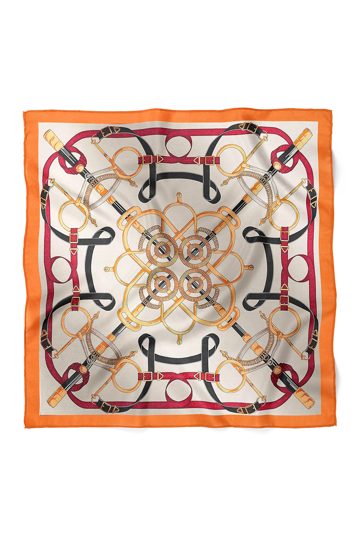 Zincir Desenli Fular Bandana 50x50 cm – Yumuşak Dokulu Kare Fular