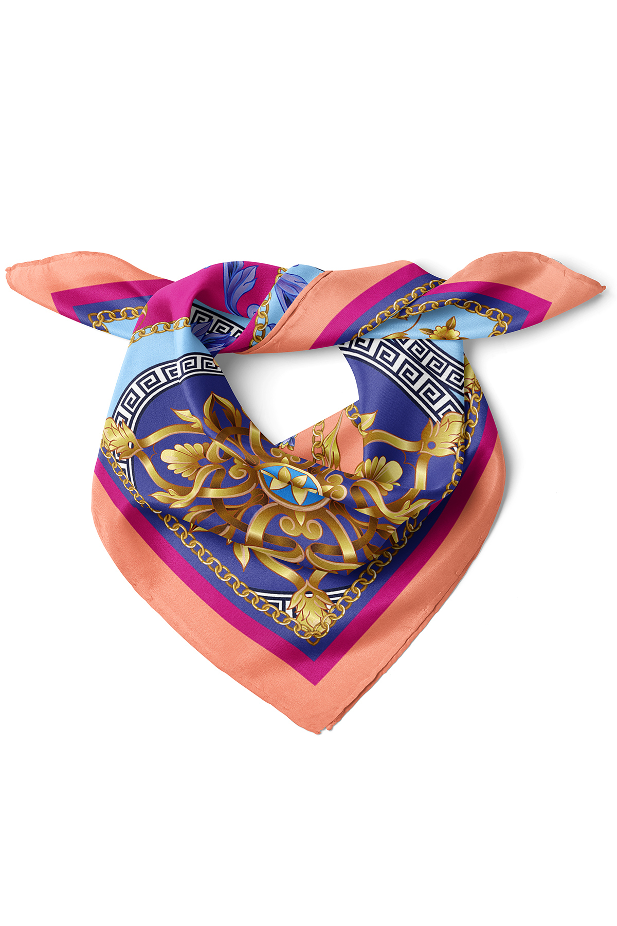 Zincir ve Etro Desenli Fular Bandana 50x50 cm – Çok Amaçlı Bandana - Görsel 2