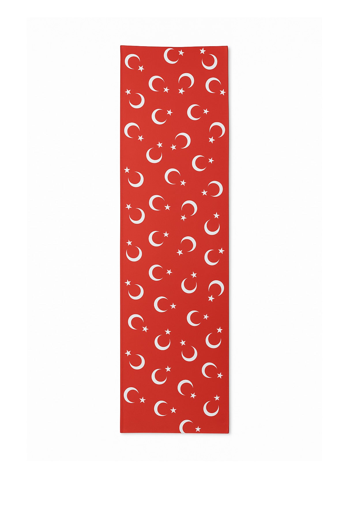Kırmızı Ay-Yıldız Saten Fular | 30x130 cm Premium Parlak Kumaş Çoklu Ay yıldız Fular Saten - Görsel 2