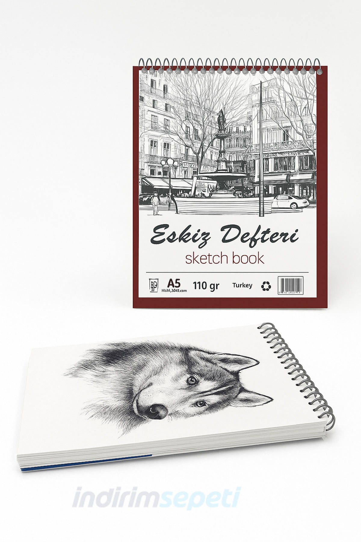 Eskiz Defteri A5 Spiralli Çizim Defteri 50 Yaprak – 100 gr Kalın Kağıt – Üstten Açılır Spiralli Sketch Book