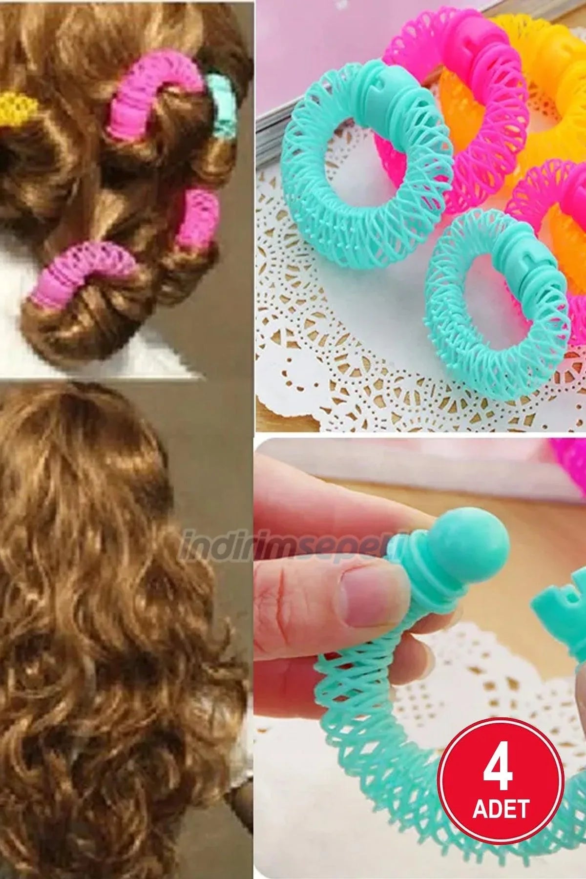 Sihirli Saç Bigudi Spiral Bukleler Rulo Donuts Curl Saç Şekillendirici Aracı Saç 4 Adet - Görsel 2