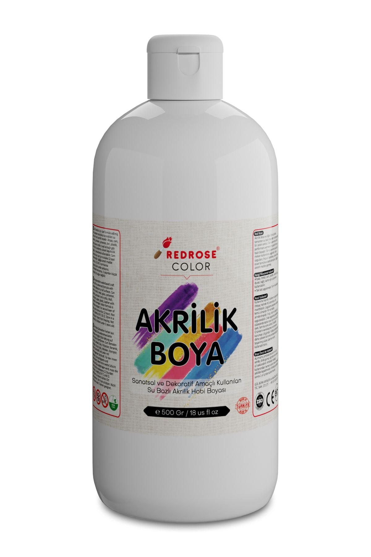 Beyaz Akrilik Boya 500 gr Sanatsal, Dekoratif, Hobi Amaçlı, Canlı Renkler