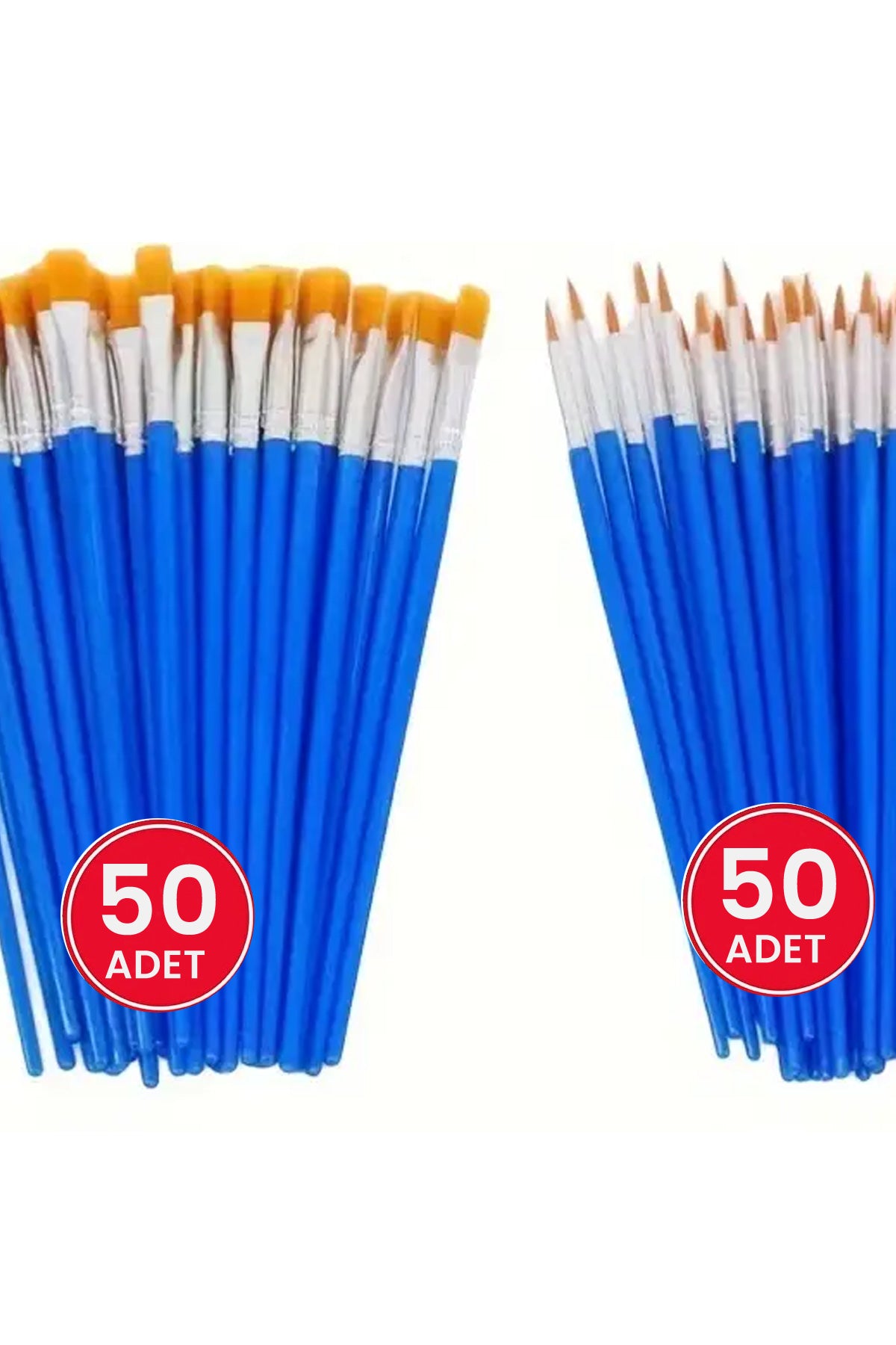 100’lü Akrilik Boya Fırçası Seti – 50 Düz, 50 Sivri Uçlu Naylon Kıllı, Yağlı Boya, Suluboya ve El İşi İçin Çok Amaçlı - Görsel 2