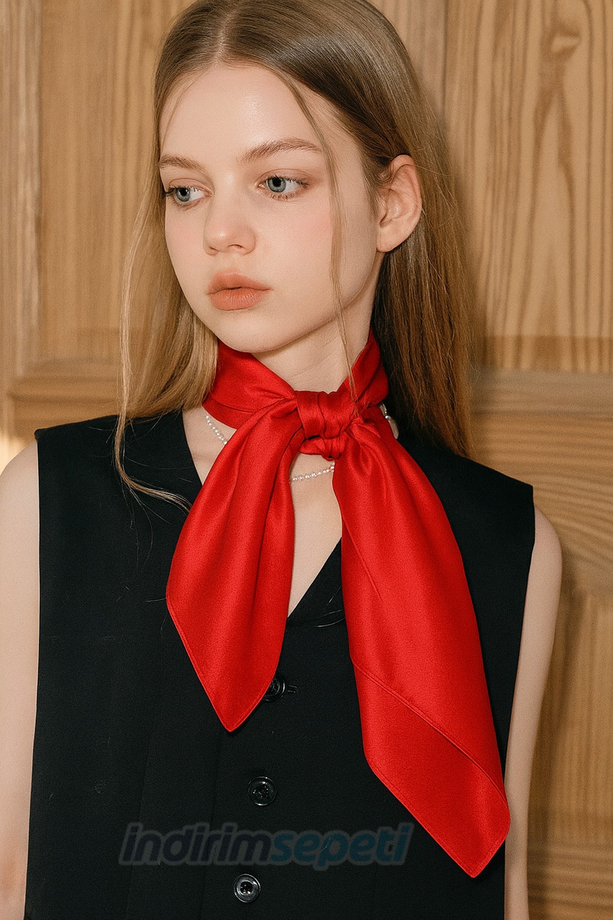 Kırmızı Parlak Saten  Eşarp Bandana Polyester Etkinlik Kutlama 23 Nisan, 29 Ekim, 19 Mayıs - Detay