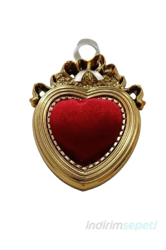 iğnelik Metal Görünümlü Kadife Sünger Büyük Boy Kalpli Askılı Düğün Nişan 14 x 11 cm - Görsel 2