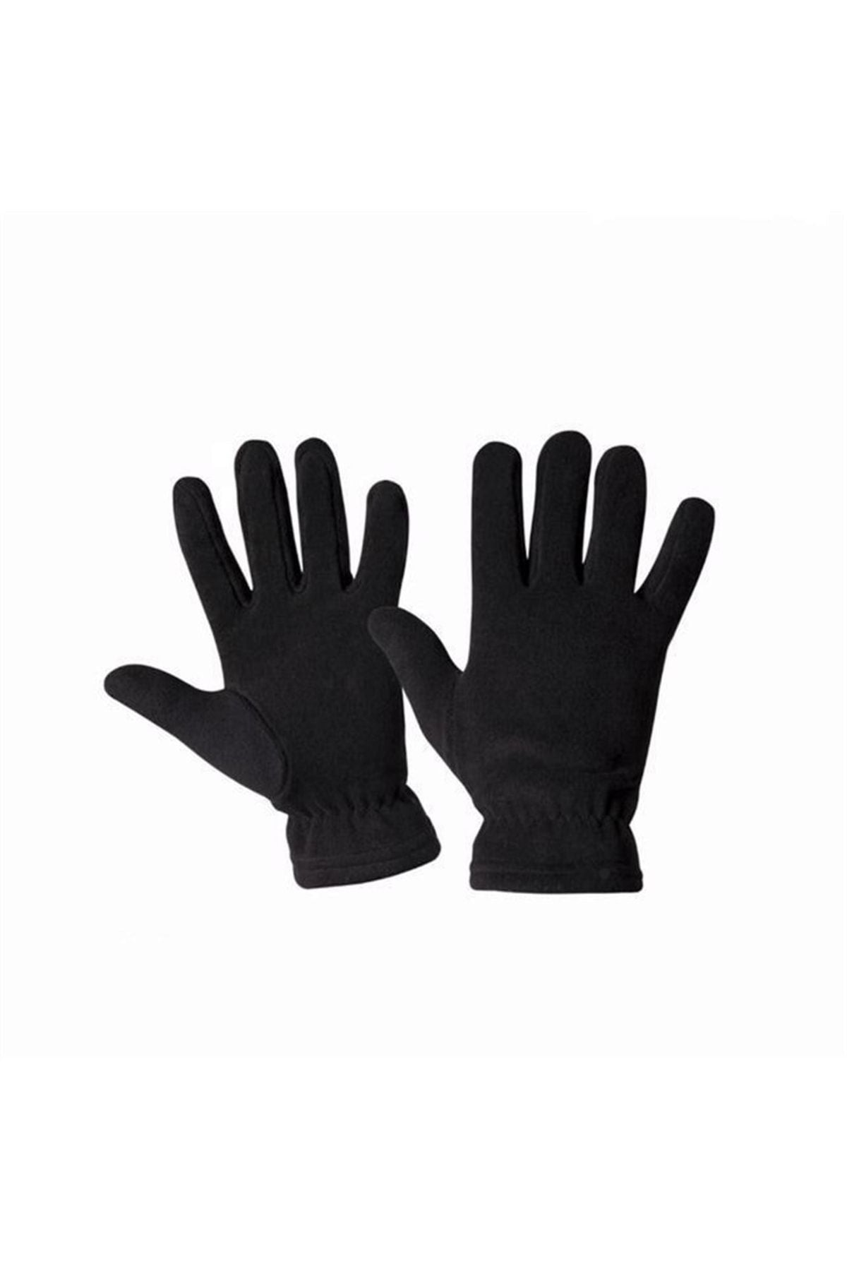 Erkek Siyah Kışlık Polar Eldiven - Polar Bere - Polar Boyunluk - Kulaklık - Atkı 5li Set - Görsel 2