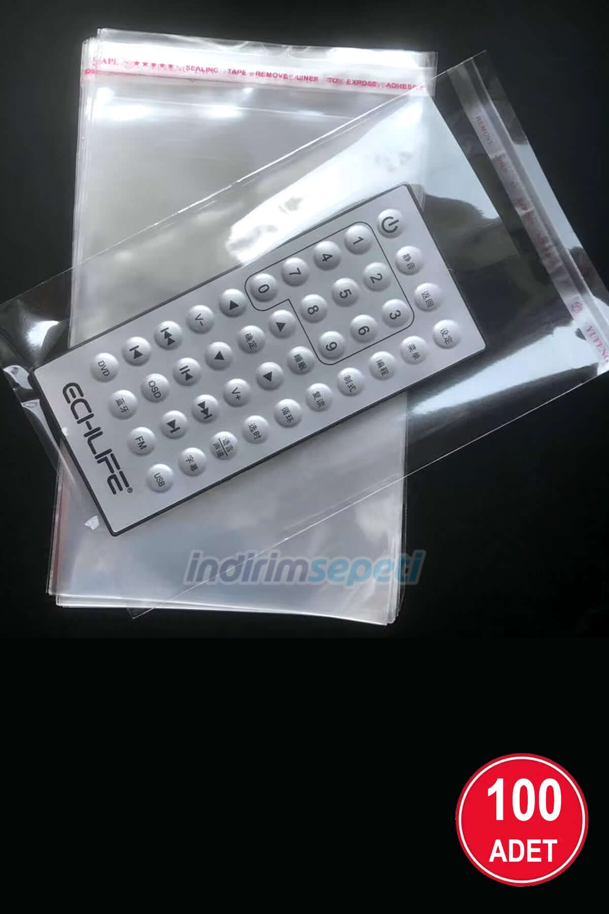 100 Adet 25x35 Cm Bantlı Yapışkanlı Şeffaf Opp Jelatin Poşet - Detay