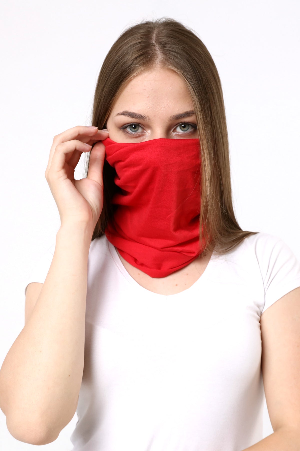 Buff Dikişsiz Boyunluk Maske Baf Bandana Saç Bandı Kamp Aksesuar Kırmızı Desensiz - Görsel 2