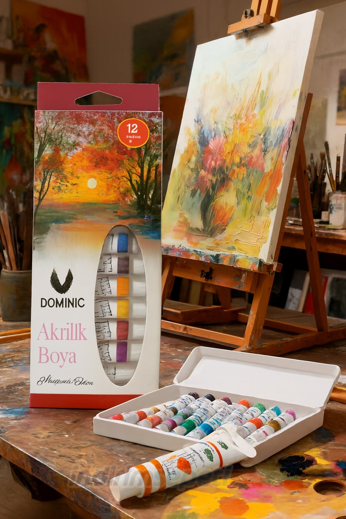 3’lü Sanat Seti – Guaj Boya 12x9ml, Akrilik Boya 12x5ml ve Profesyonel Guaj Boya Seti – 36 Renk Hobi & Sanat Boyama Seti - Görsel 2