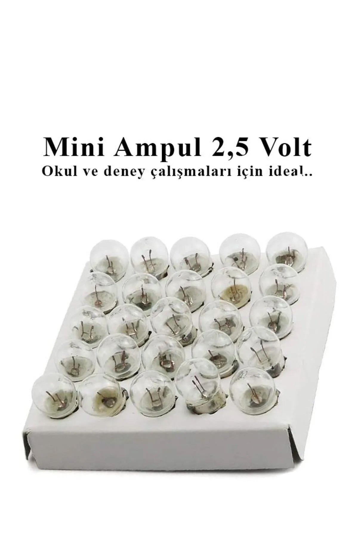 Mini Ampul 2,5 Volt 10 Adet 1 Paket Küçük Elektrik Deney Ampulü 2.5 v Okul Sınıf Elektrik Devre Dene - Görsel 2