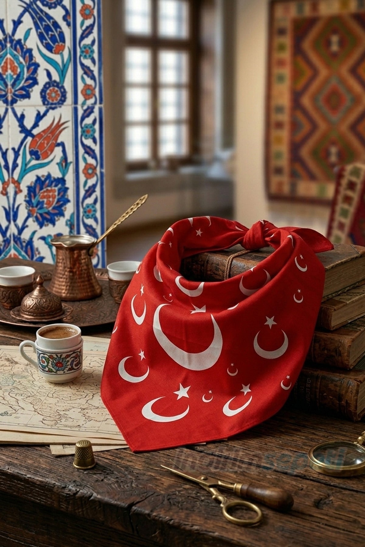 Ayyıldız Pamuk Kumaş Bandana Fular - Kırmızı Bandana Türk Bayrağı Temalı  - 23 Nisan, 29 Ekim, 19 Mayıs - Detay