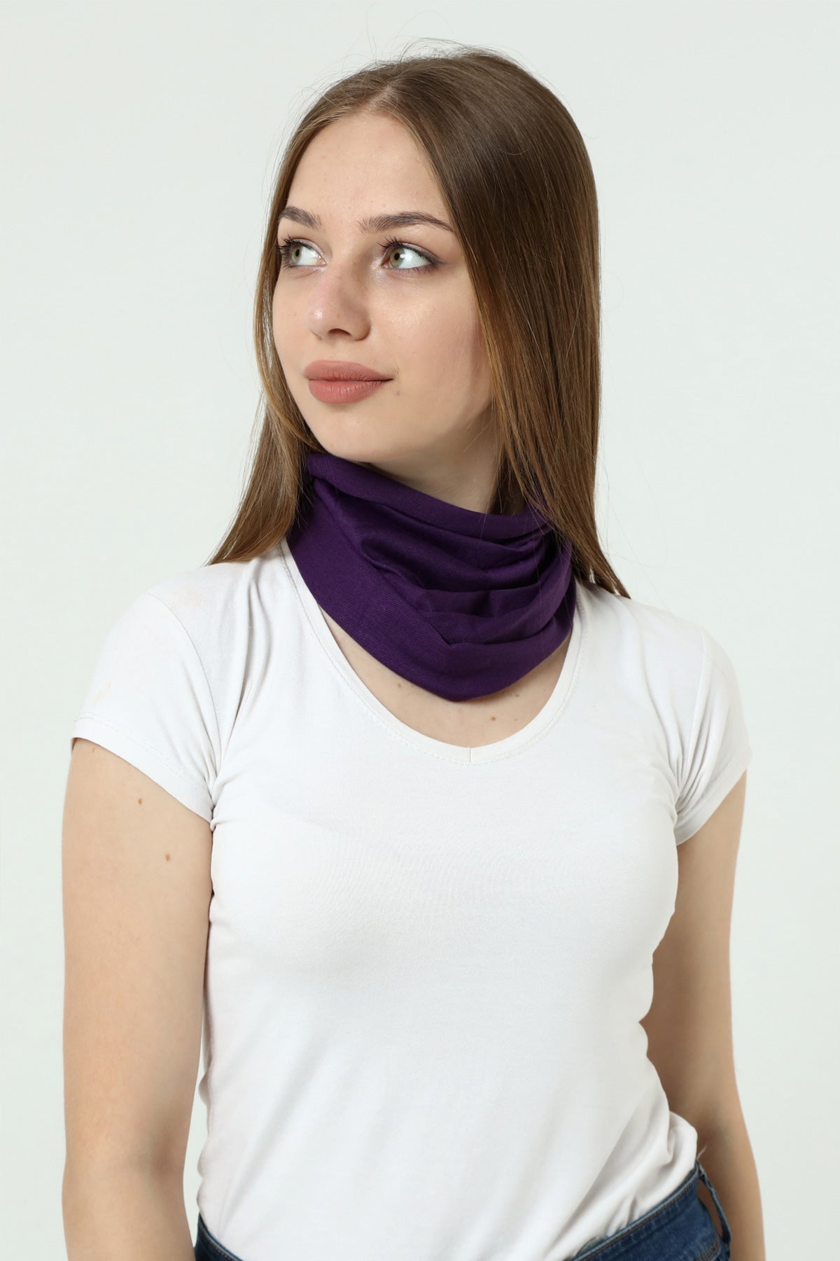 Buff Dikişsiz Boyunluk Maske Baf Bandana Saç Bandı Kamp Aksesuar Mor Desensiz