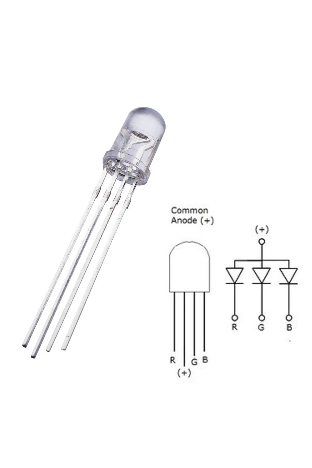 5mm Rgb Led Ortak Anot 4 Pin Multicolor Diyot Işık Lamba Light - Görsel 2