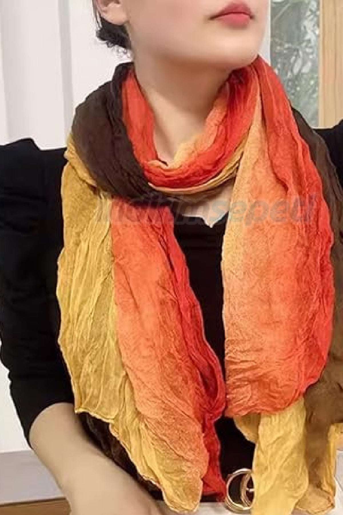 Fular Trend Viskon Degrade Şal Eşarp, Buruşuk Şal Atkı Fular Açık Renk 1 Adet - Görsel 2