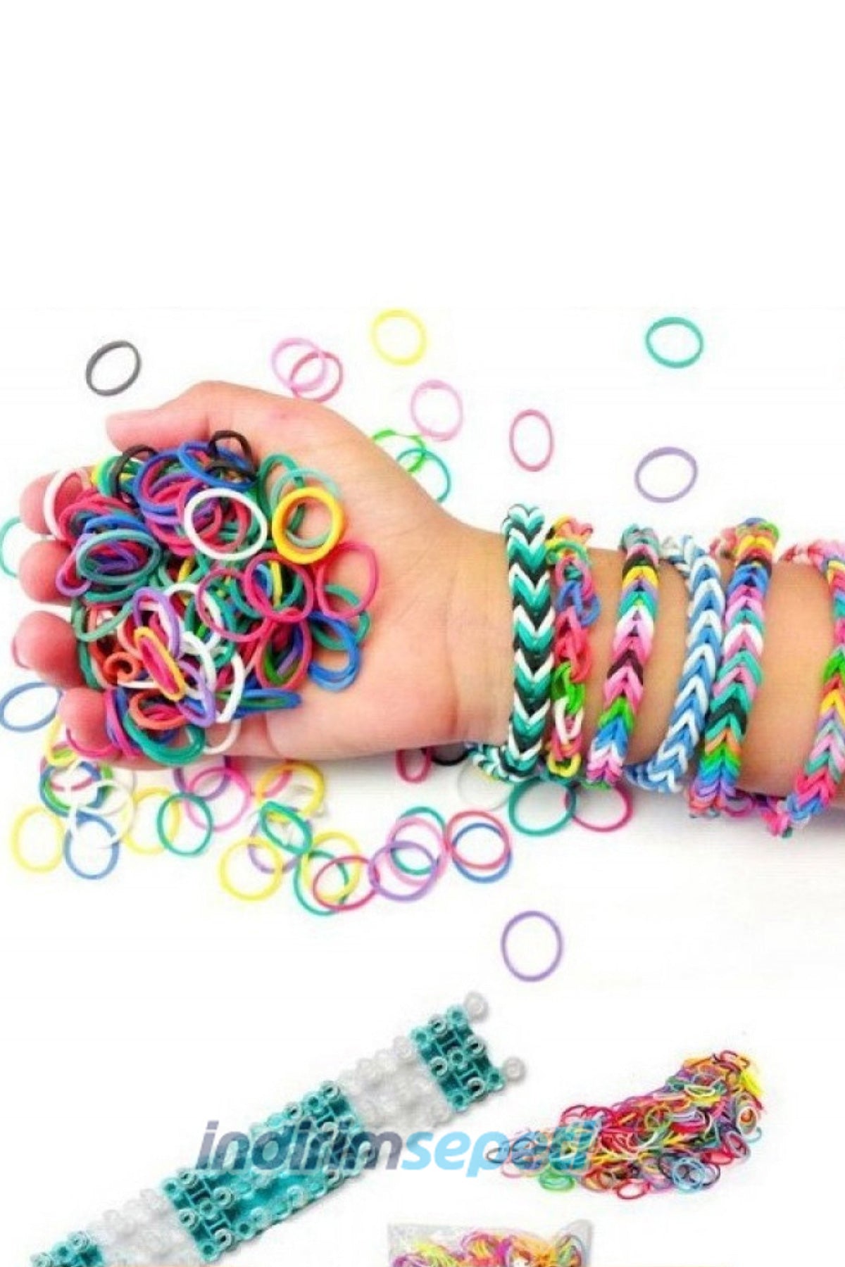 DIY Elastik Bant Dokuma El Yapımı Renkli Kauçuk Bant, 12 Bölmeli, Bileklik ve Bilezik - Görsel 2