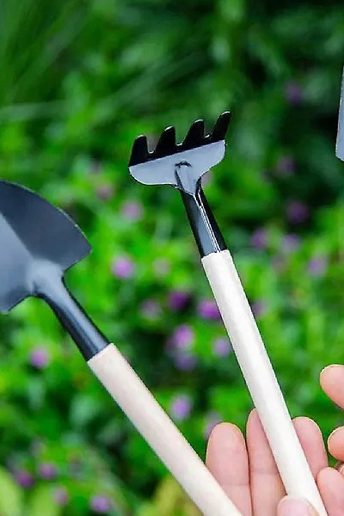 3'lü Metal Uclu Bahçe Seti Tırmık Çapa Kürek Mini Bahçe Seti Şık Tasarım Saksı Bakım Seti - 2