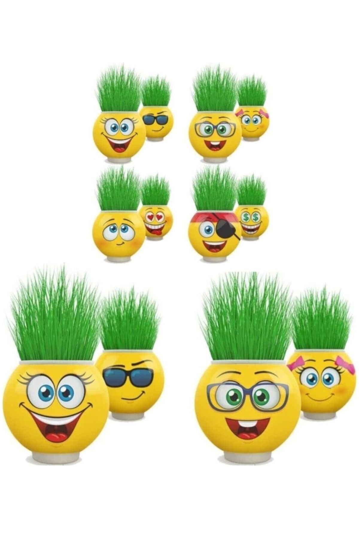 Çim adam  Çimoji  Mezuniyet ve Etkinlikler için 3 Adet  Emojinli Çim adam - Görsel 2