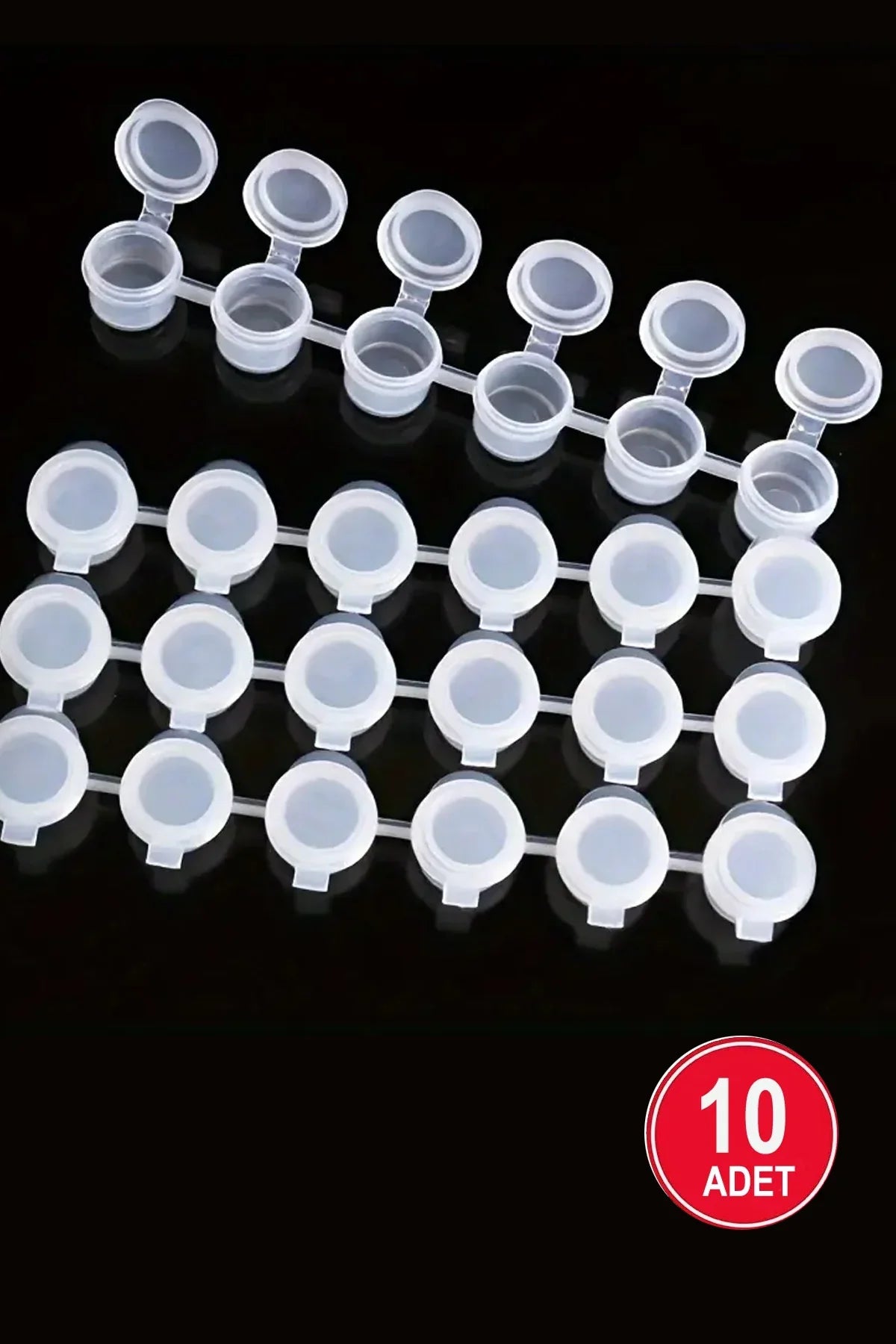 Boş Boya Kutusu 10’lu Set – 3ml Şeffaf Kapaklı Küçük Boy Saklama Kabı | Yaz Sanat Etkinlikleri İçin İdeal