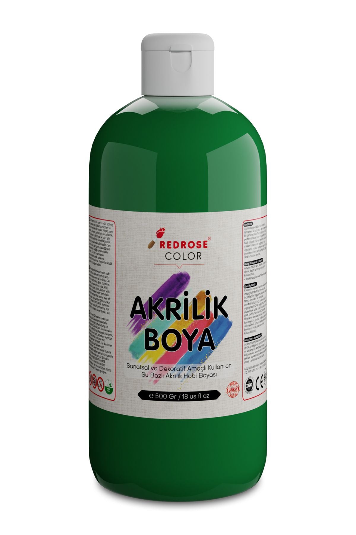 Yeşil Akrilik Boya 500 gr Sanatsal, Dekoratif, Hobi Amaçlı, Canlı Renkler