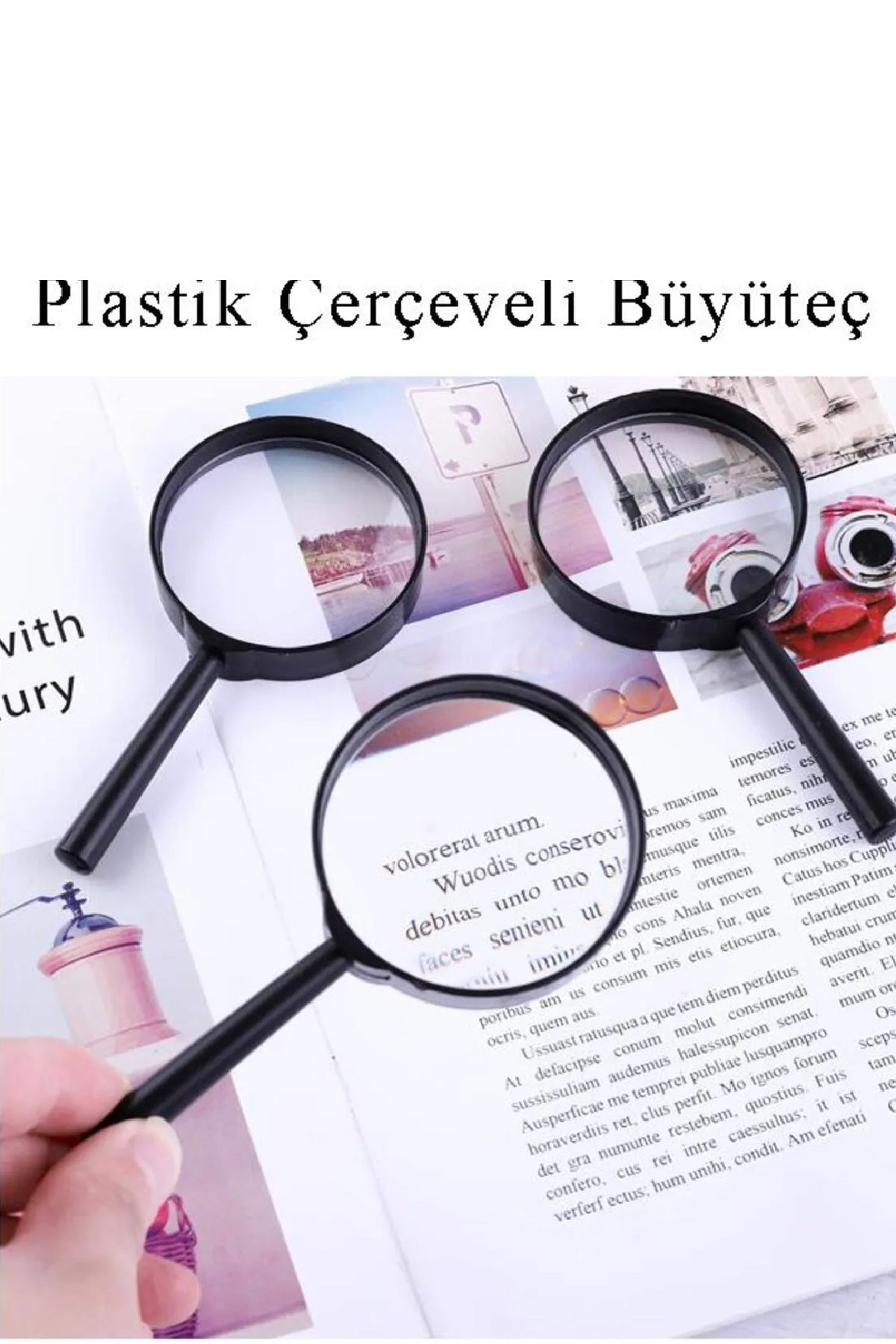 Büyüteç 40 mm 1 Adet Plastik Sap Çerçeveli Büyüteç Merçek Okul Büro Ofis - Detay
