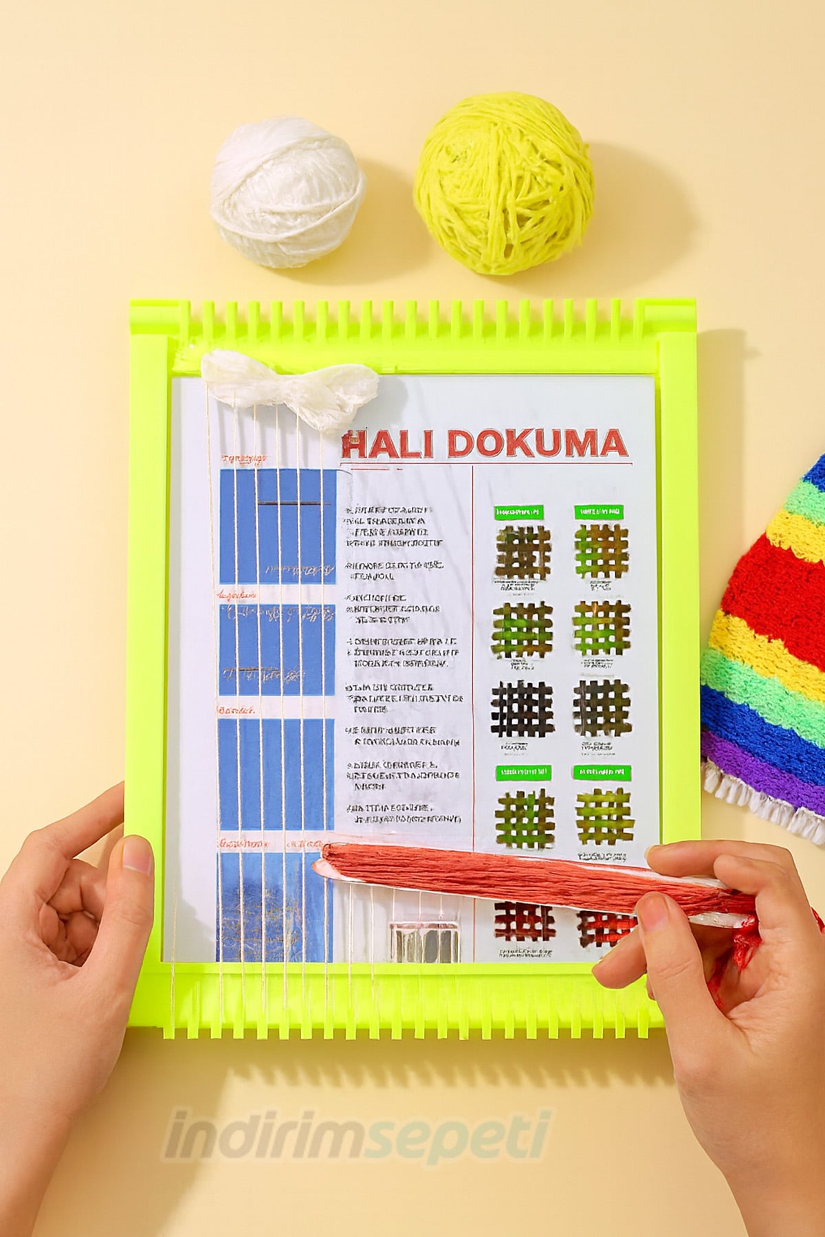 Halı Dokuma Tezgahı Eğitim ve Hobi Seti – El Yapımı Goblen, Küçük El Sanatları, Çocuk ve Yetişkin Dokuma Makinesi, DIY Craft - Görsel 2