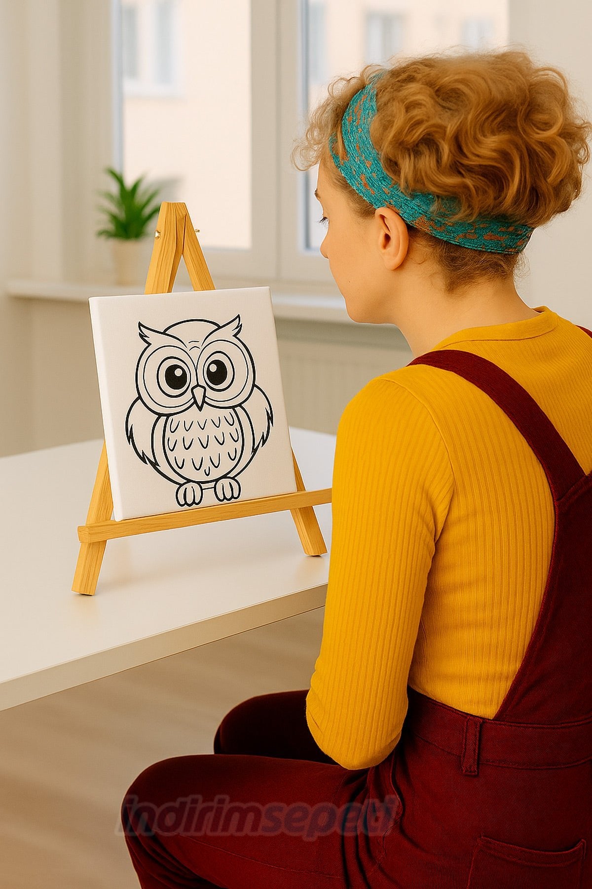 Ahşap Şövale ve 20x20 Çizimli Boyama Tuvali Seti – Çocuk Sanat Etkinliği ve Dekor Sunum Standı - Görsel 2