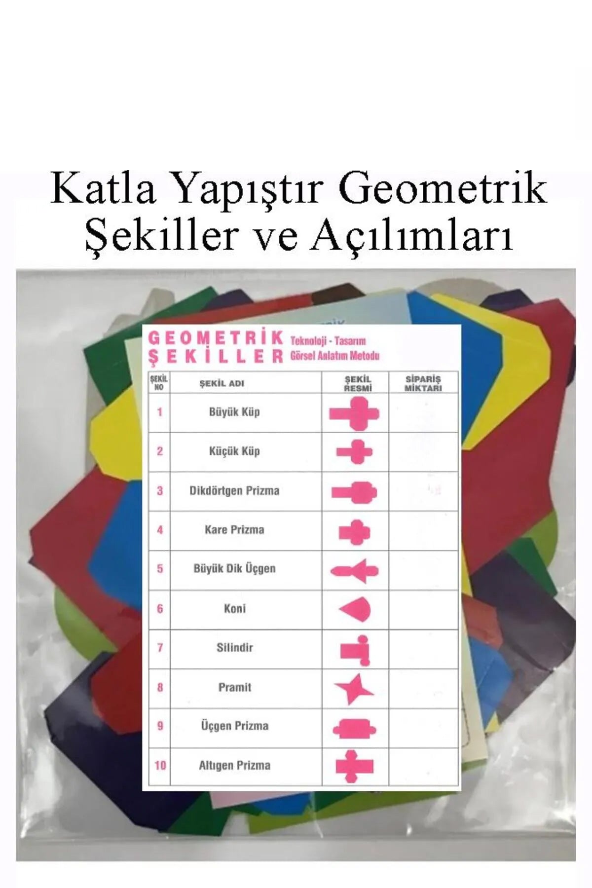 Katla Yapıştır Geometrik Şekiller ve Açılımları Seti 1 Paket Geometrik Cisimler - Görsel 2