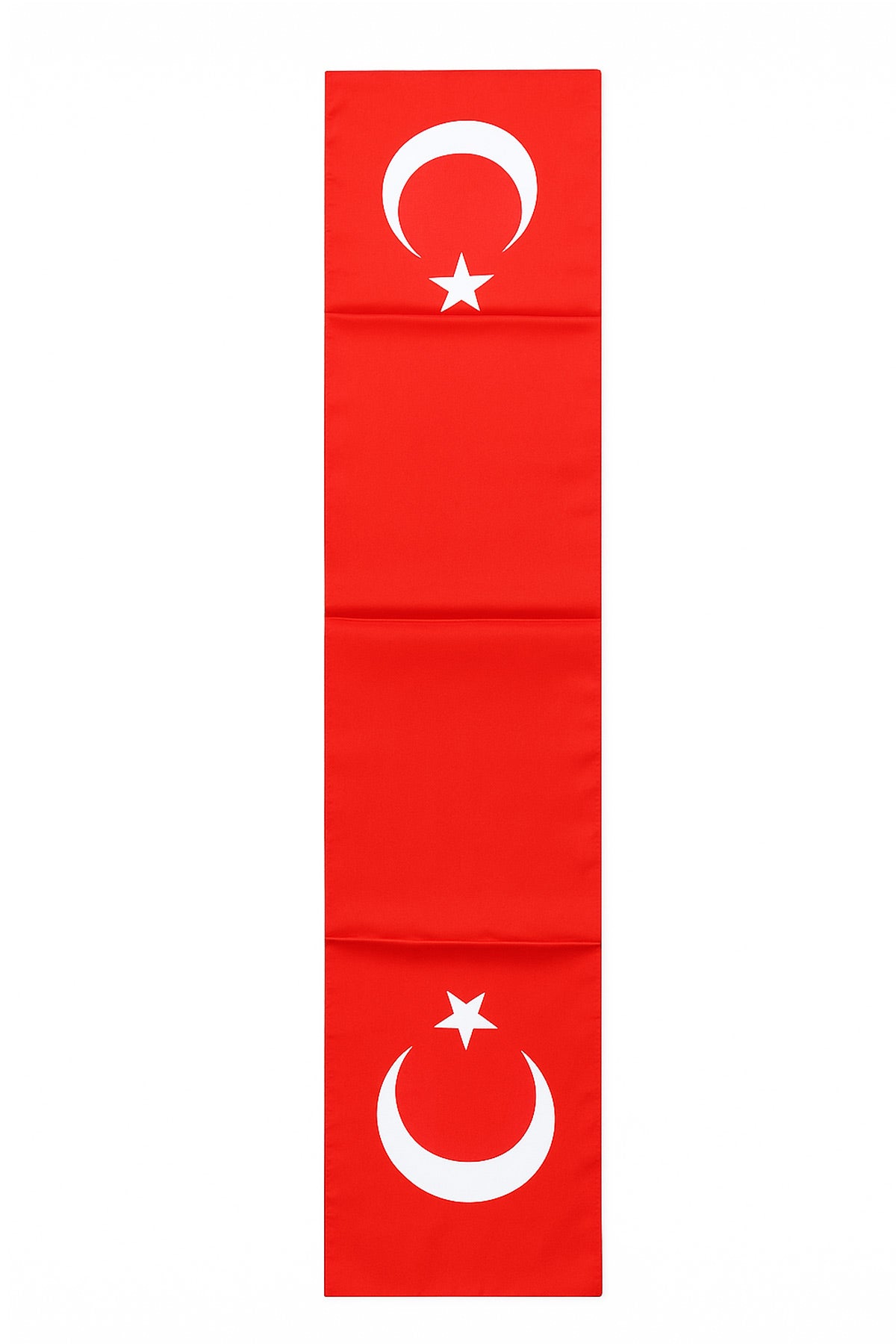 Türk Bayraklı Saten Fular – 130x30 cm | Ay-Yıldız Desenli Şal & Boyun Aksesuarı