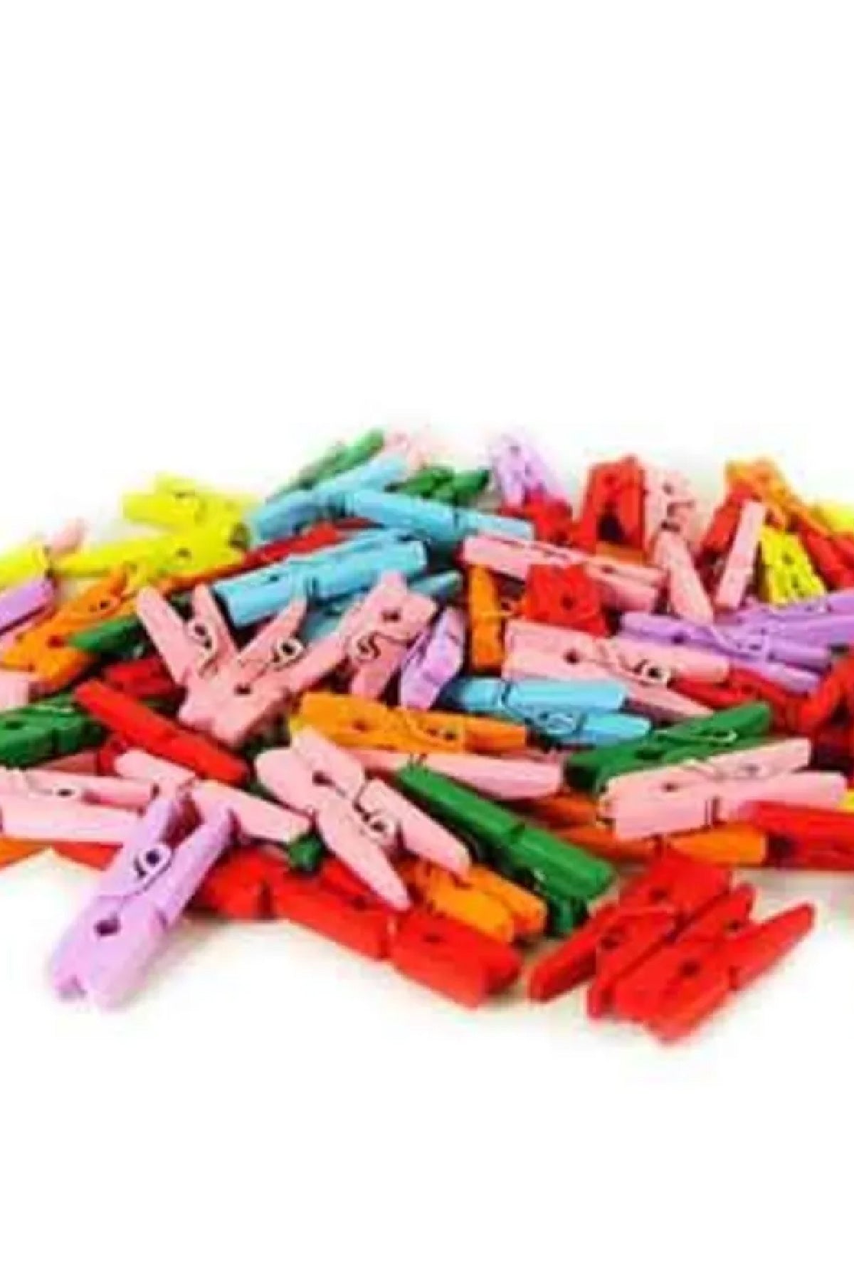 100 Adet Mini Mandal Minik Mandal Dekoratif Süsleme Renkli Mini Ahşap Mandal - Görsel 2